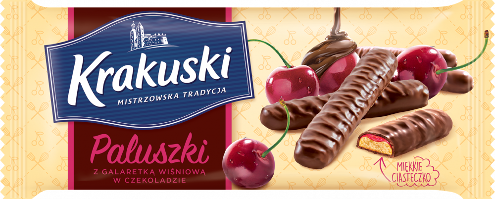 Krakuski Bâtonnets avec gelée de cerise enrobés de chocolat 144g