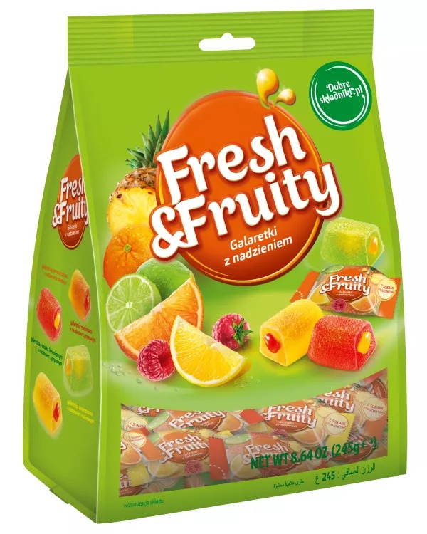 Wawel Fresh & Fruitty gelées avec garniture semi-liquide des jus de fruits 245g