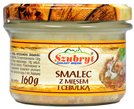 Smalec z mięsem i cebulką 160g Szubryt