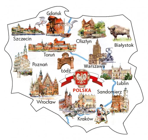 Magnet pour frigo Carte de la Pologne