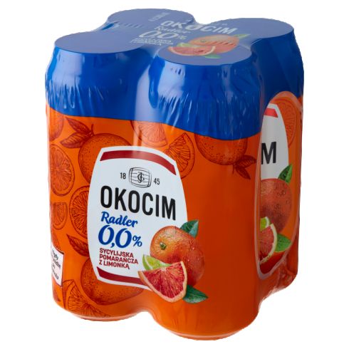 Piwo Okocim Radler 0% Pomarancza sycylijska 4x0,5l