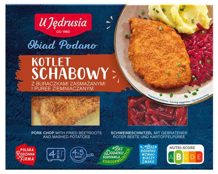 Kotlet Schabowy z Puree i buraczkami 400g U Jedrusia