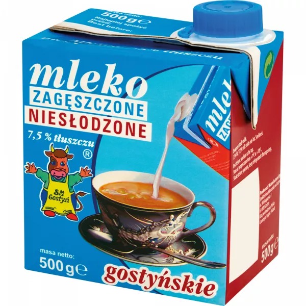 Mleko Gostyńskie Zagęszczone Niesłodzone 7,5% 500g Gostyń [REKSIO_FR]