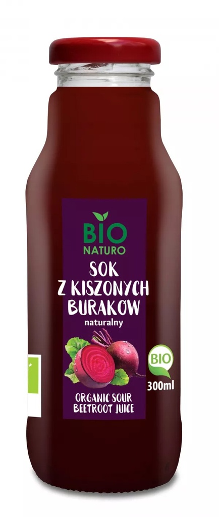 Jus de betteraves fermentées Bionaturo 300ml Polbioeco Verre