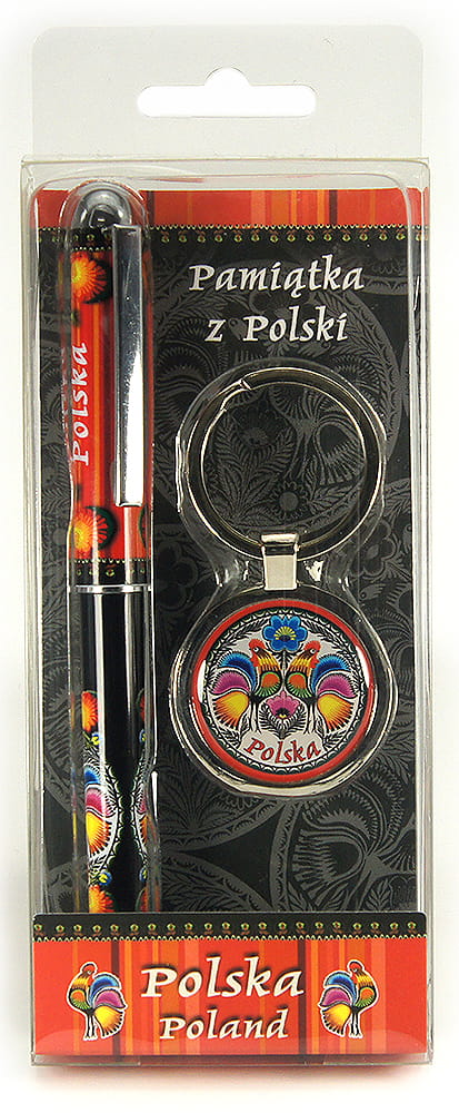 Stylo gel avec porte-clés Łowicz noir