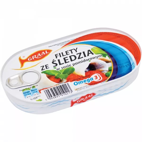 Filety ze śledzia w sosie pomidorowym 170g Graal
