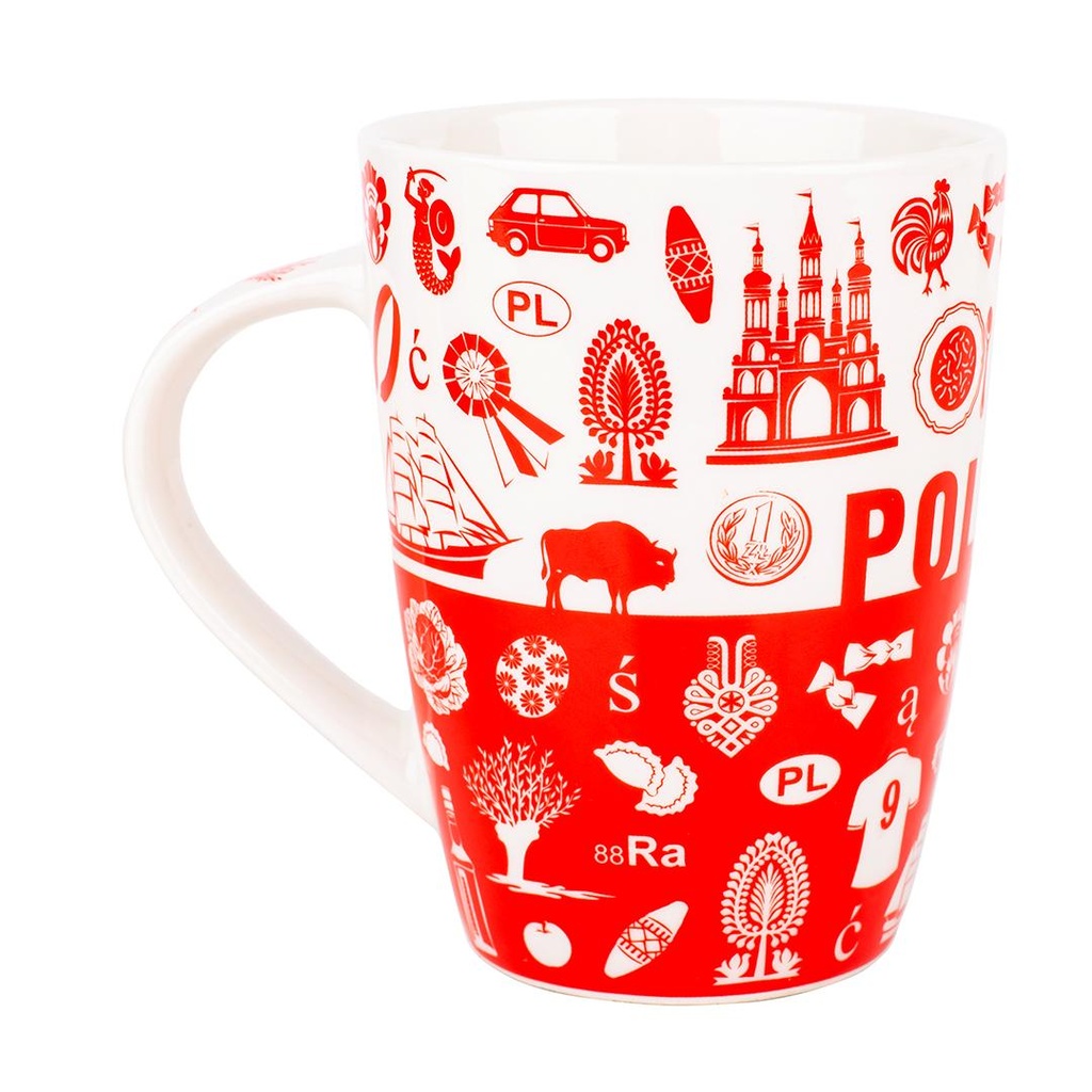 Mug Jacek Pologne - symboles rouges et blancs 480ml