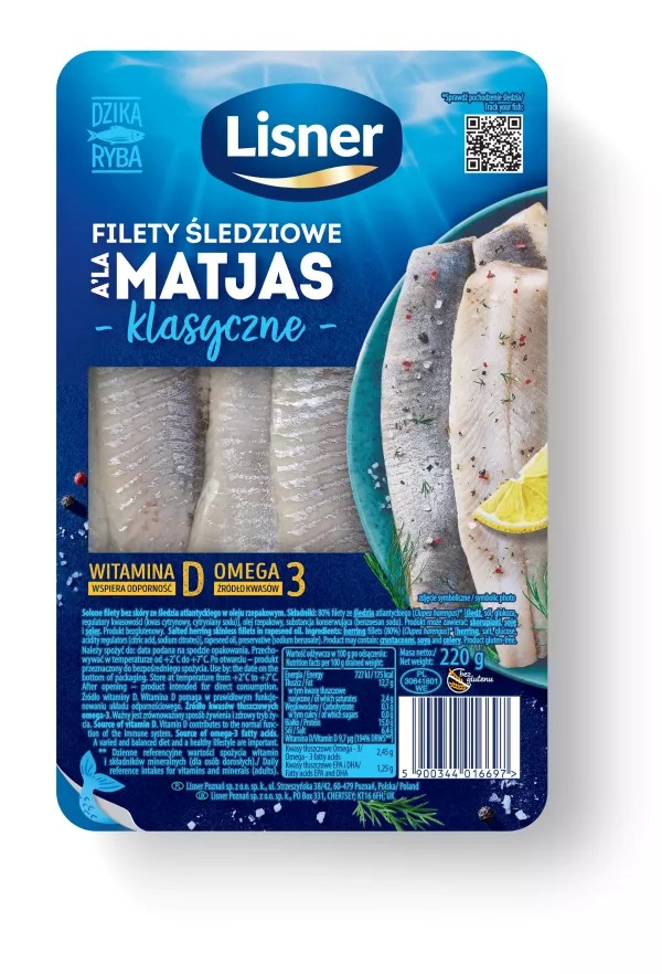 Filets de harengs à la matias dans l'huile 220g Lisner