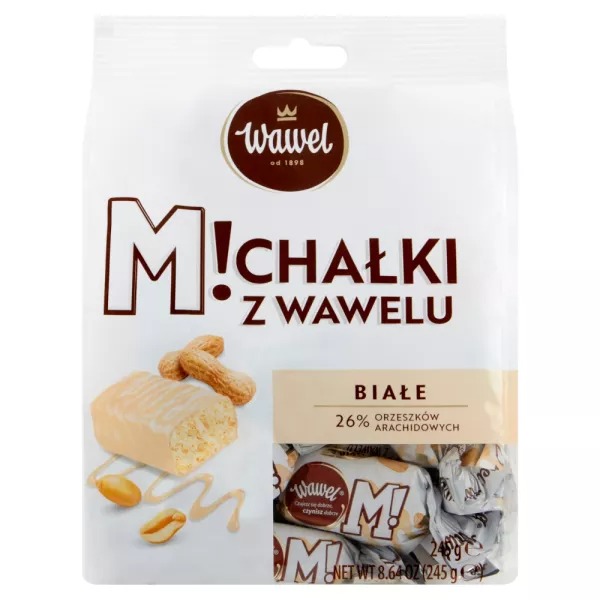 Bonbons aux arachides avec glaçage au chocolat blanc "Wawel" 245g