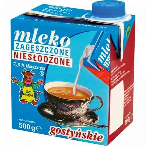 Mleko Gostyńskie Zagęszczone Niesłodzone 7,5% 500g Gostyń