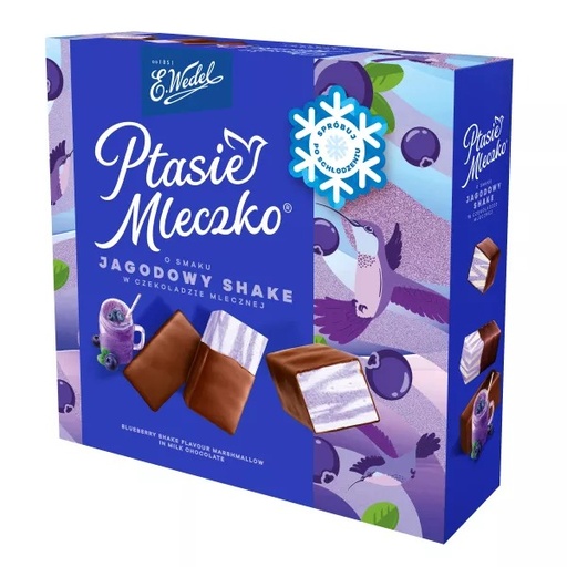 Ptasie Mleczko Shake aux Myrtilles - Guimauve en Chocolat 340g Wedel